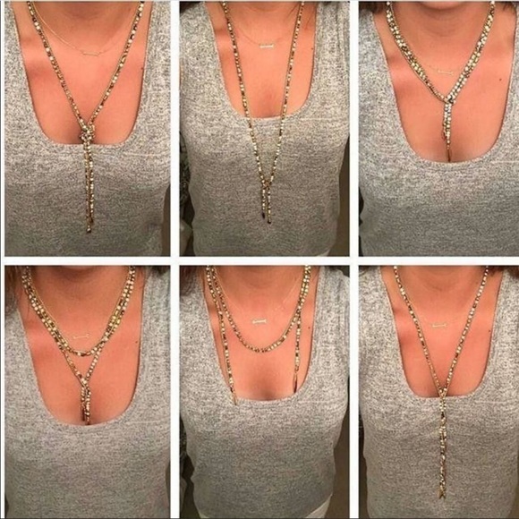 Zoe lariat mixed metal Versatile necklace - Picture 12 of 16